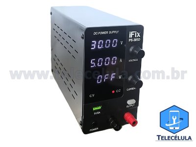 FONTE DE ALIMENTAO DIGITAL IFIX PS-305D 0-30V X 5.0A, 04 DGITOS AC 110V COR PRETA.